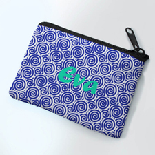 Personalised Blue Swirls Small Coin Purse 3.5