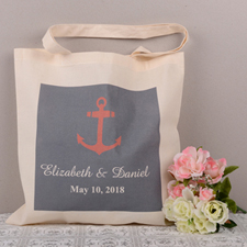 Personalised Red & Navy Anchor Tote Bag
