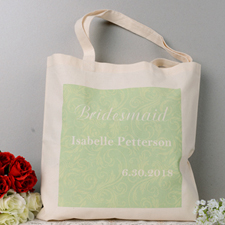 Green Swirl Pattern Wedding Personalised Tote Bag