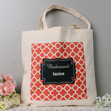 Personalised Red Moroccan Pattern Save The Date Tote Bag