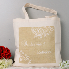 Personalised White Lace Tote Bag
