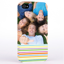Personalised Colourful Stripes Photo iPhone 4 Hard Case Cover