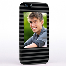 Personalised Grey Stripes Pattern Photo iPhone Case