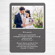 Personalised Grey Wedding Photo Puzzle Invite