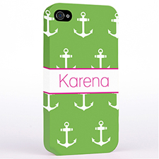 Personalised Lime And White Cute Anchors Hard Case Cover