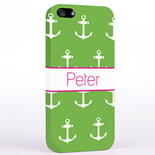 Personalised Lime And White Cute Anchors iPhone Case