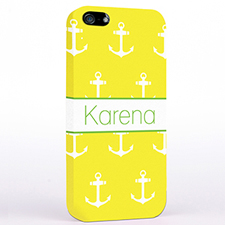 Personalised Yellow And White Cute Anchors iPhone Case