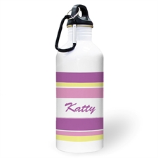Personalised Photo Purple Yellow Stripe Water Bottle