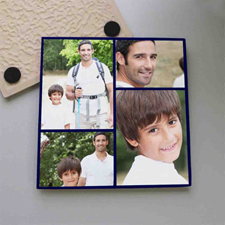 Personalised Black Four Collage Tile Coaster