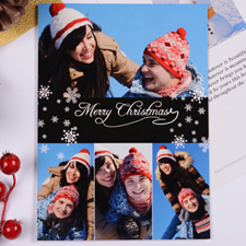 Personalised Christmas Black 4 Collage Invitation Card
