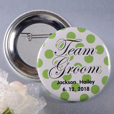 Polka Dots Team Groom Personalised Button Pin, 2.25