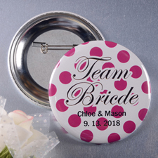 Polka Dots Team Bride Personalised Button Pin, 2.25