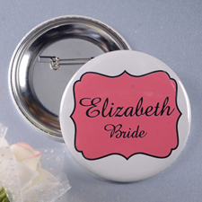 Red Bride Name Personalised Button Pin, 3