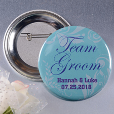 Floral Groom Team Personalised Button Pin, 2.25