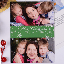 Personalised Christmas Green Two Collage Invitation Card