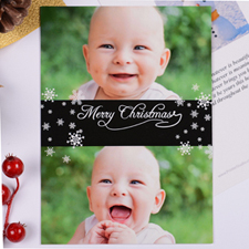 Personalised Christmas Black Two Collage Invitation Card