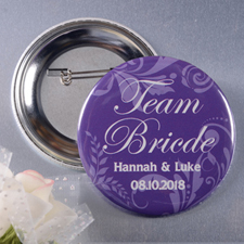 Floral Bride Team Personalised Button Pin, 2.25