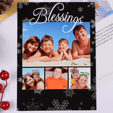 Personalised Blessing 4 Collage, Black Party Invitation Card
