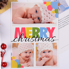 Personalised Colourful Christmas Dots 3 Collage Party Invitation Card