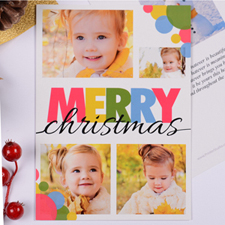 Personalised Colourful Christmas Dots 5 Collage Party Invitation Card