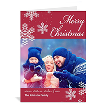 Personalised Snowy Holiday Red Christmas Card