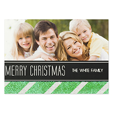 Personalised Green Christmas Glitter Invitation Cards