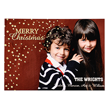 Personalised Merry Gold Christmas Glitter Personalised Photo Card Invitation Cards