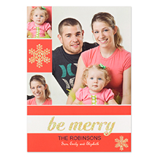 Personalised Be Merry Gold Glitter Invitation Cards