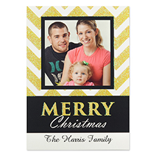 Personalised Chevron Glitter Christmas Invitation Cards