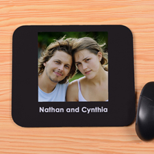 Personalised Black Photo And Words Mouse Pad