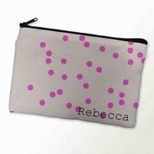 Custom Printed Fuchsia Natural Polka Dots Zipper Bag