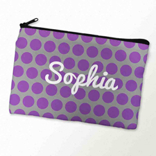 Custom Printed Purple Grey Large Dots Zipper Bag