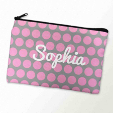 Custom Printed Pink Grey Large Dots Zipper Bag