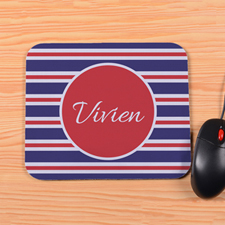 Personalised Red Navy Stripe Mouse Pad