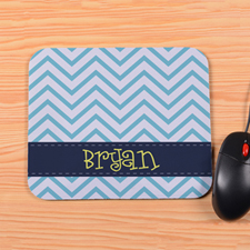 Personalised Blue Chevron Mouse Pad