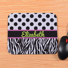 Personalised Polka Dots & Zebra Mouse Pad