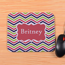 Personalised Red Lime Navy Chevron Mouse Pad