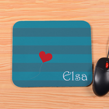 Personalised Peacock Stripe Heart Mouse Pad
