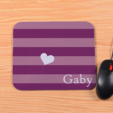 Personalised Purple Stripe Heart Mouse Pad