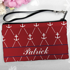 Personalised Red White Anchor Clutch Bag 5.5