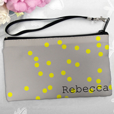 Personalised Yellow Natural Polka Dots Clutch Bag 5.5