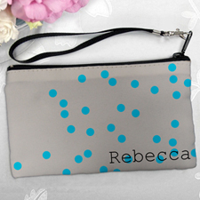 Personalised Turquoise Natural Polka Dots Clutch Bag 5.5