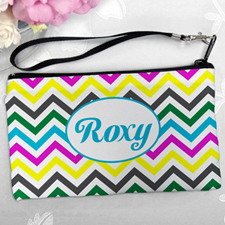 Personalised Yellow Colourful Chevron Clutch Bag 5.5