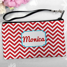 Personalised Red Chevron Clutch Bag 5.5