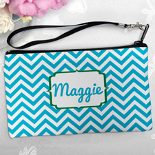 Personalised Turquoise Chevron Clutch Bag 5.5