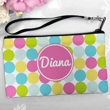 Personalised Pink Colourful Large Dots Clutch Bag 5.5