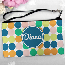 Personalised Navy Colourful Large Dots Clutch Bag 5.5