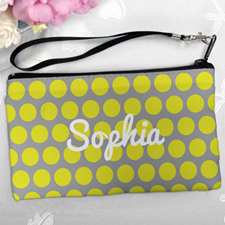 Personalised Yellow Grey Large Dots Clutch Bag 5.5