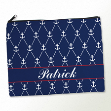 Personalised Navy White Anchor Large Cosmetic Bag 11