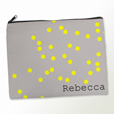 Personalised Yellow Natural Polka Dots Large Cosmetic Bag 11